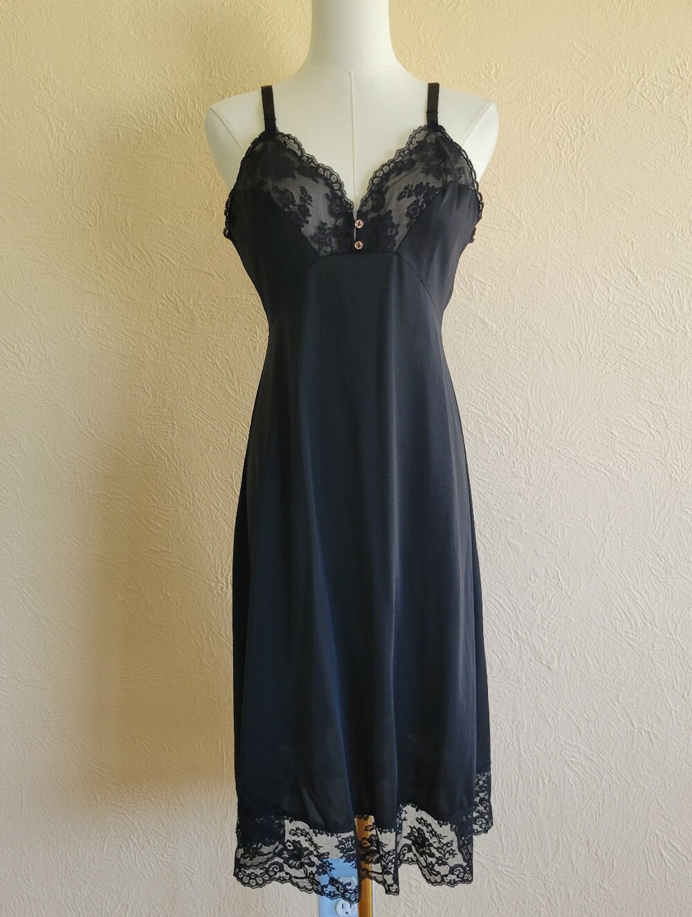 Shadowline | Vintage Black Lace Trim Slip Dress
